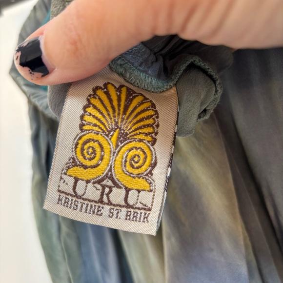 URU Kristine St Rrik Silk Green Blue Tie-Dye Pull On Pencil Pants Medium - Picture 6 of 9